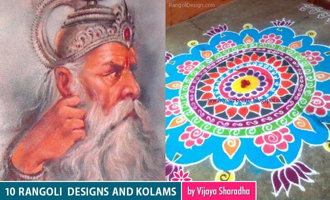 10 Beautiful Portrait Rangoli Designs and kolams by Vijaya Sharadha