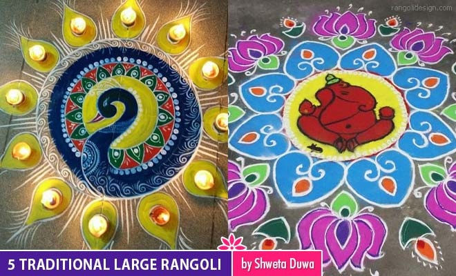 5 Traditional large rangoli designs for all festive occasions by Shweta Duwa
