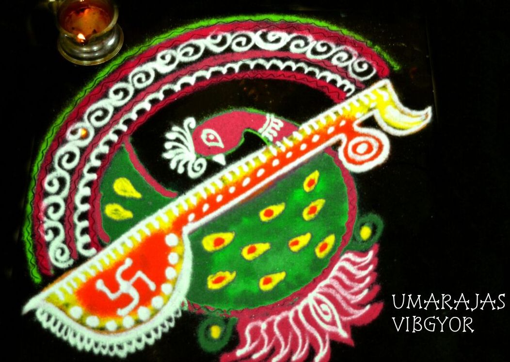 14 enthralling rangoli fesign saraswati pooja