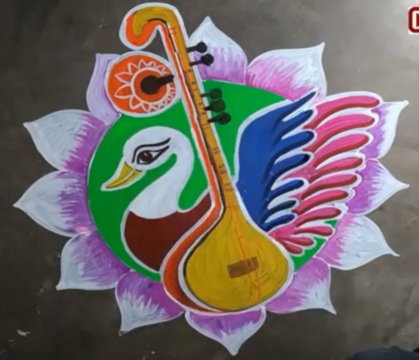 8 beautiful rangoli design saraswati pooja