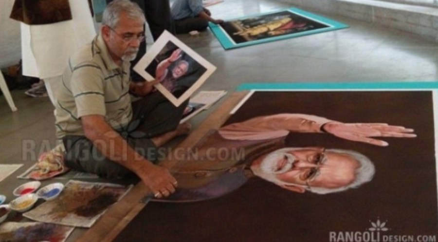 10 making modi portrait rangoli designs by abhay gadkari