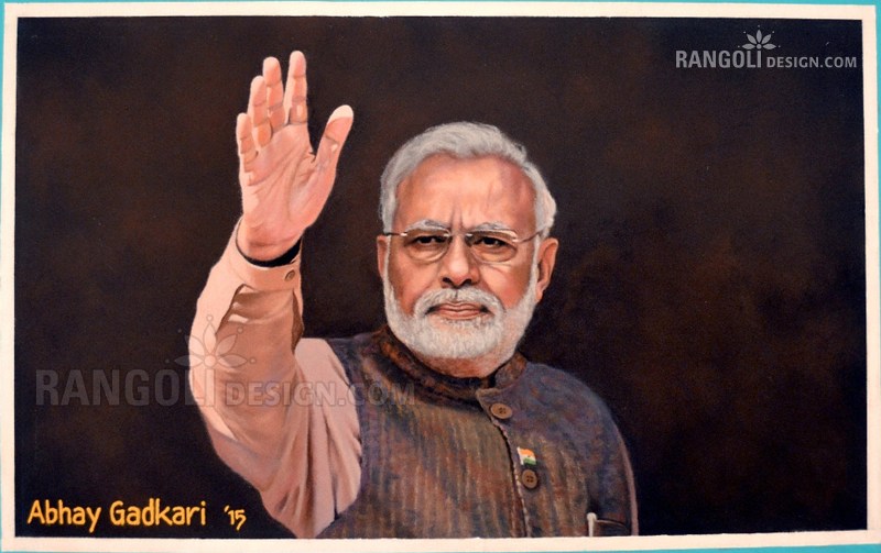 11 modi portrait rangoli designs by abhay gadkari