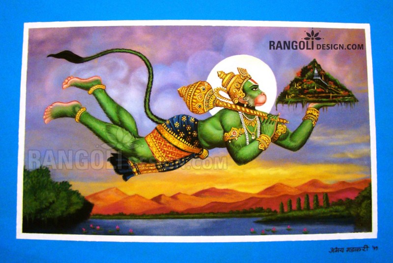 14 hanuma portrait rangoli designs by abhay gadkari