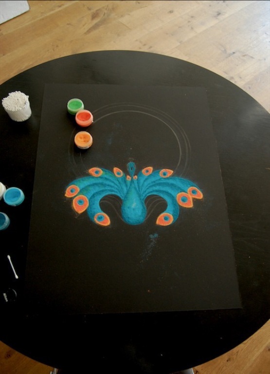 2 sand painting rangoli design by humna mustafa