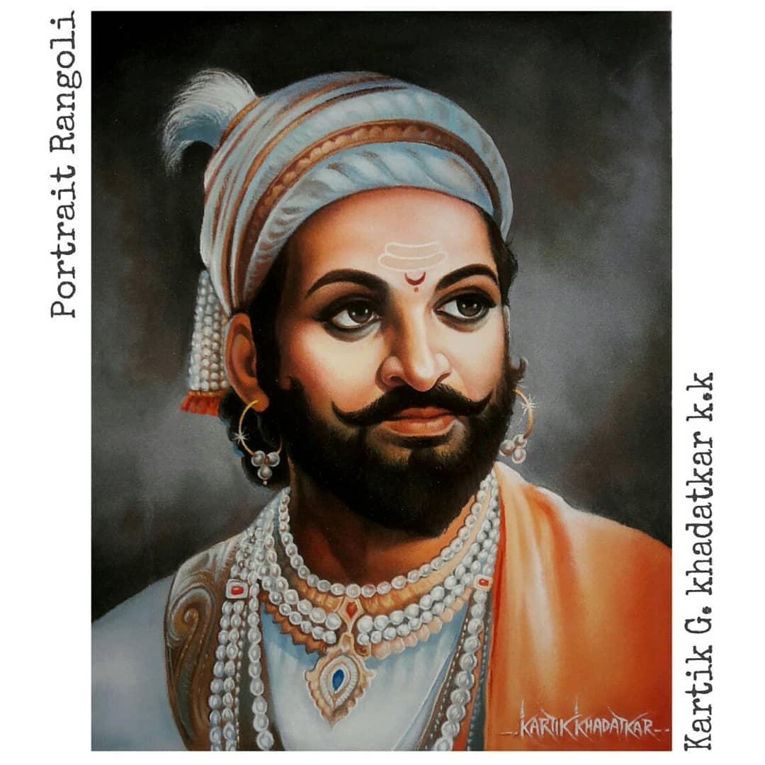 11 portrait rangoli art painting king kartik khadatkar