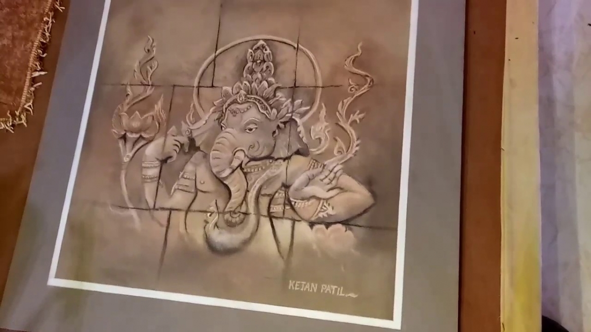 3 portrait rangoli art painting ganesh ketan patil