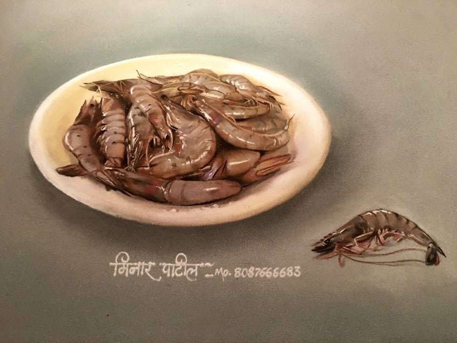 22 still life rangoli art shrimp minar patil