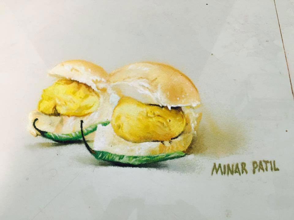 24 still life rangoli art vada pav minar patil