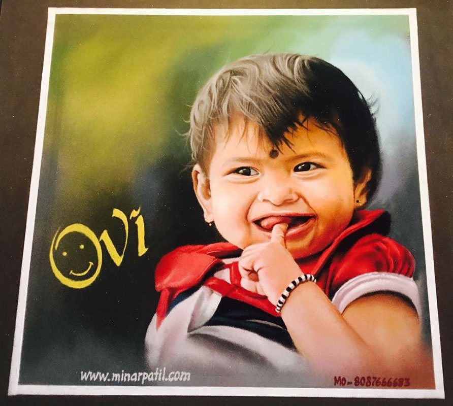 3 portrait rangoli art ovi minar patil