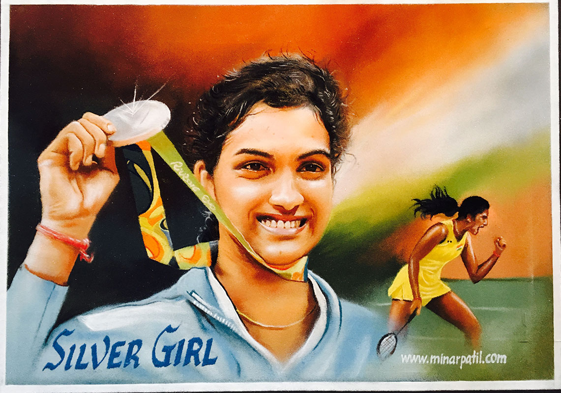 5 portrait rangoli art pv sindhu minar patil