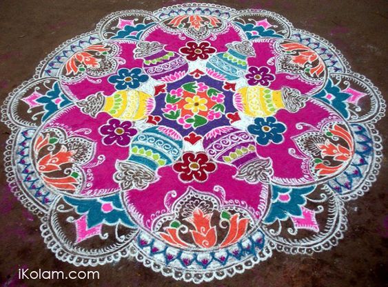 2 pongal rangoli design by irangoli