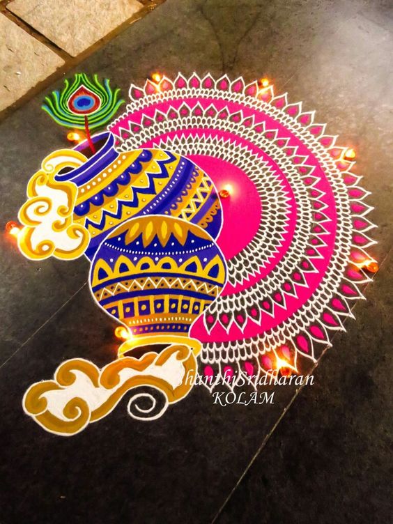 7 pongal rangoli design by shanthi sridharan