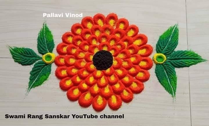 8 rangoli design orange flower pallavi vinod