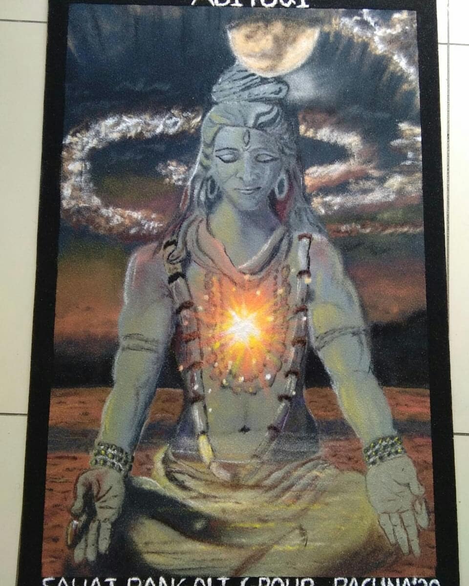 Colourful rangoli online exhibition adiyogi international yoga day