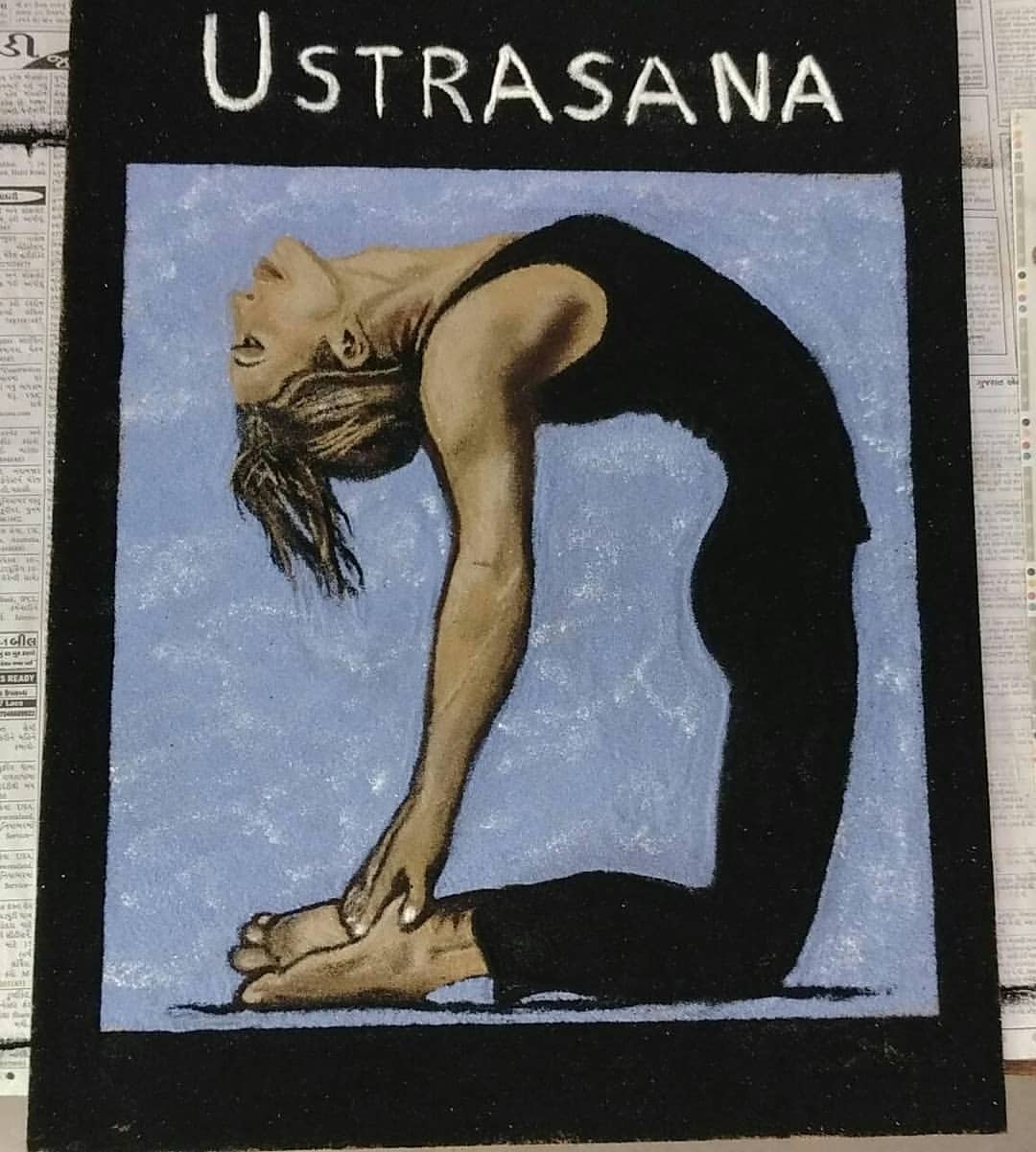 Rangoli design ustrasana international yoga day