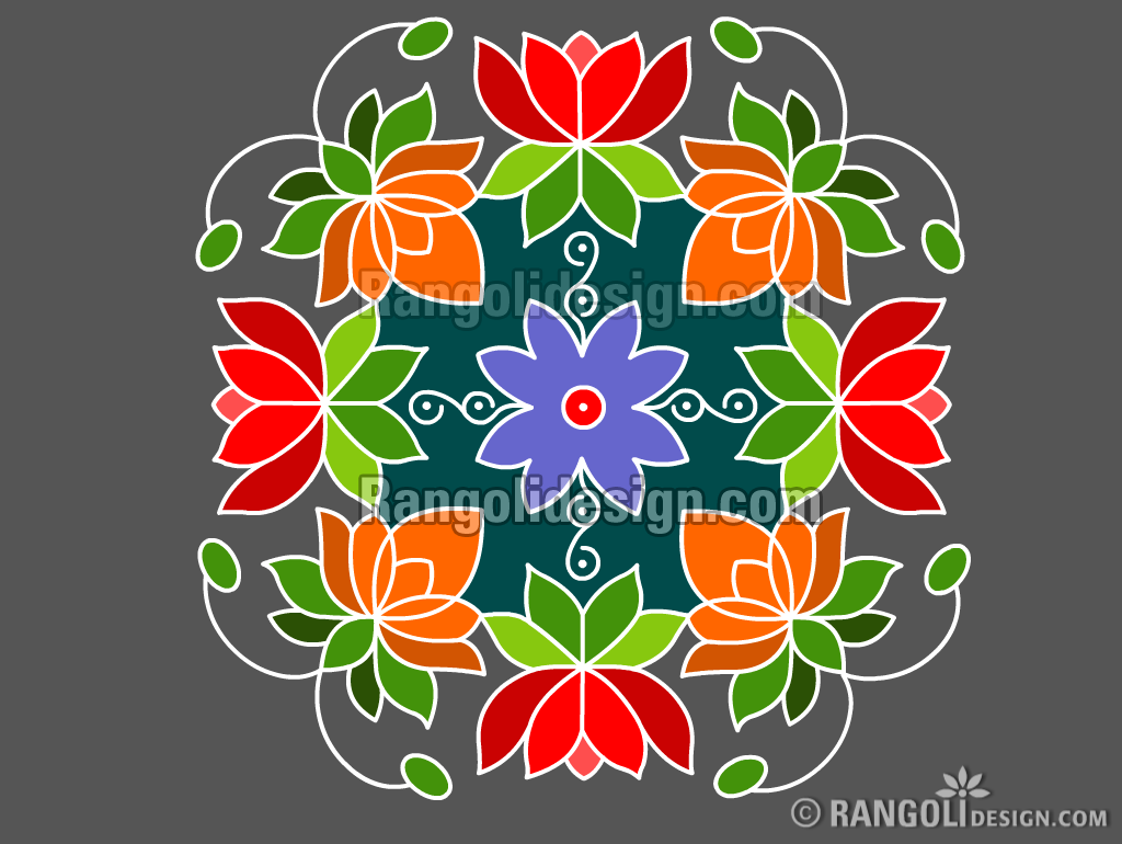 8 lotus dotted rangoli design